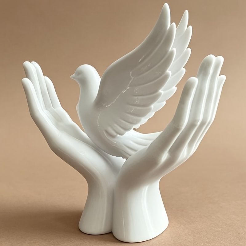 3D Printing Mockup - 1-Piece Peace Hand Statue with Dove