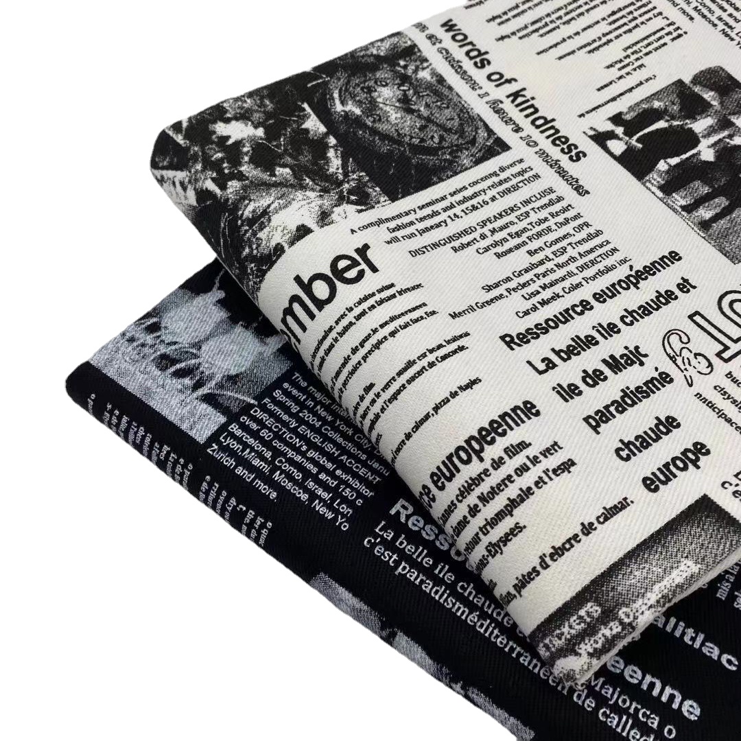3D Printing On Fabric - Vintage Retro Black White Newspaper Graffiti