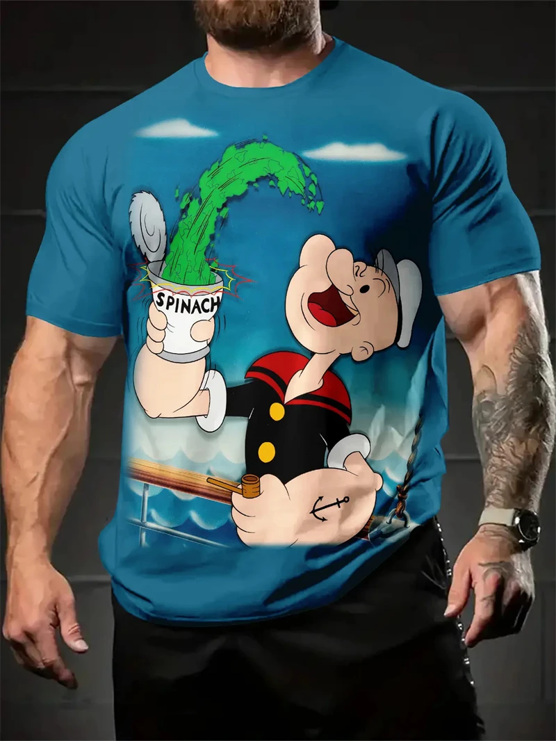 3D Printing On Fabric - Men's Popeye The Sailor Man Print