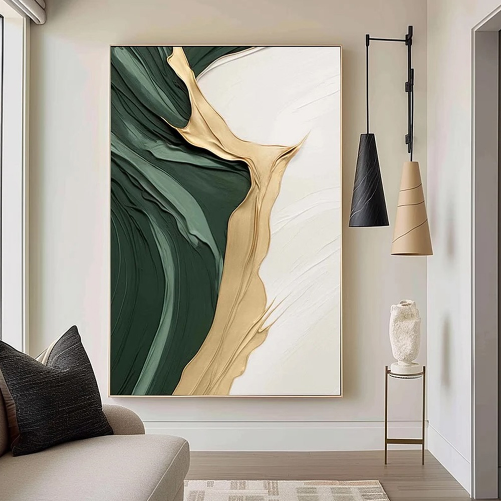 3D Printing Room - Gold Green Minimalist Abstract Art Canvas
