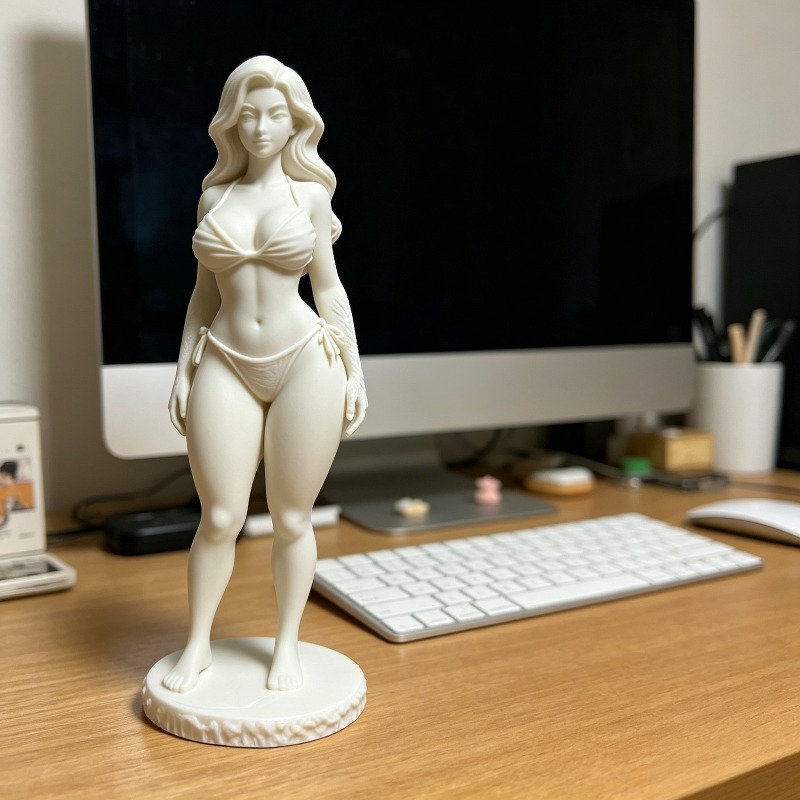 3D‑Printed Curly‑Hair Female A - 3D Printing Mockup review and price